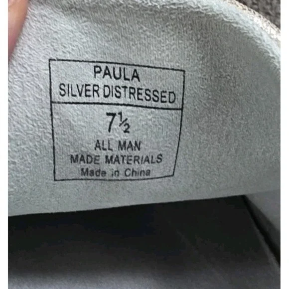Shu Shop Paula Silver Distressed Shoes Sneakers Shiny Star US 7.5 - Picture 13 of 13